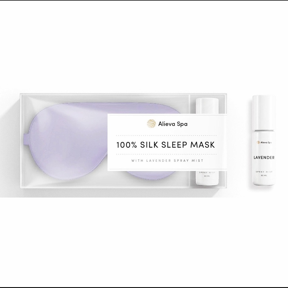 Alieva Spa 100% silk sleep mask and lavender spray
